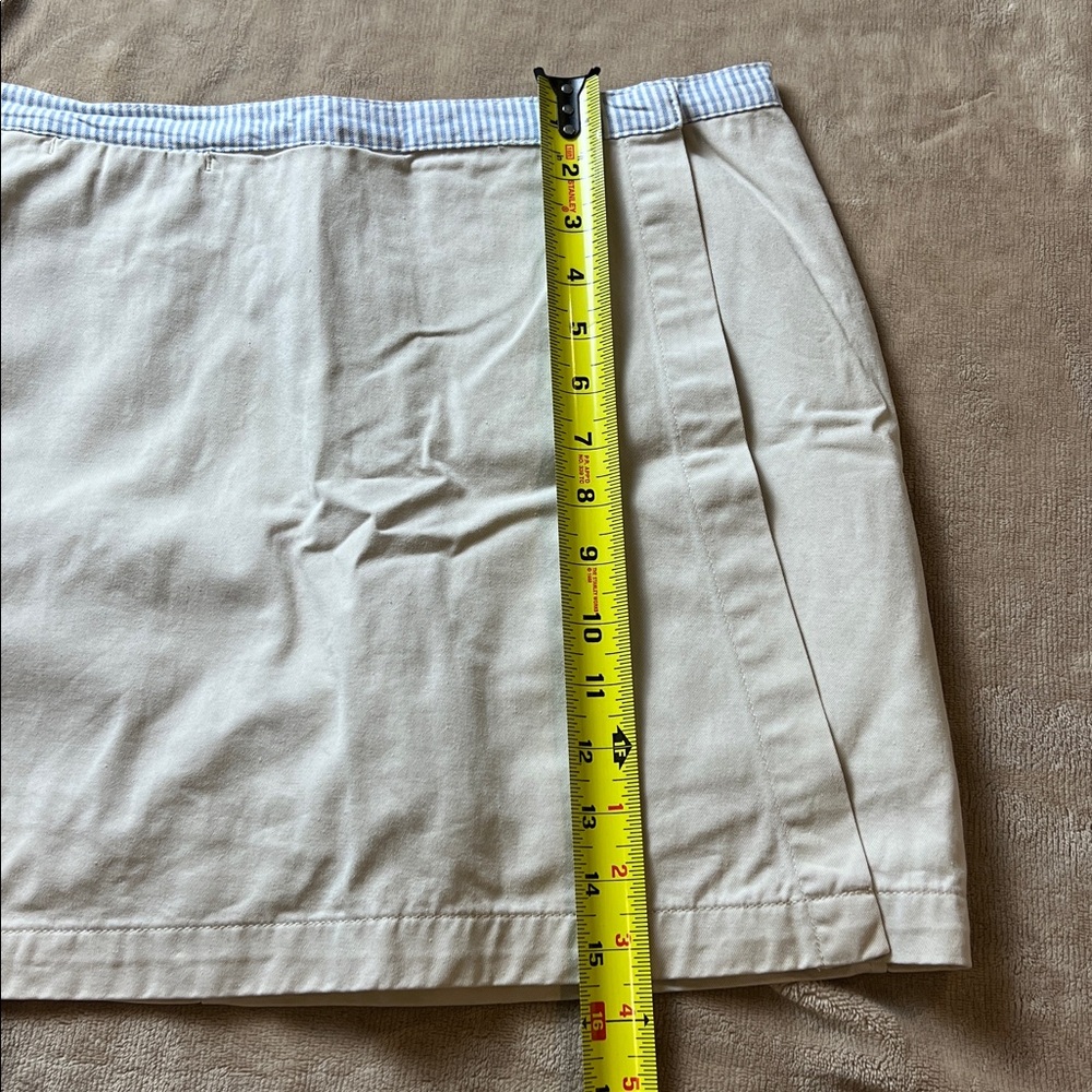 TOMMY HILFIGER Nautical Beige Cotton Smooth Mini Wrap Skort - Size 6 - Picture 11 of 11
